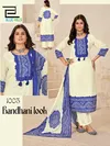 Bandhani Look By Blue Hills Poly Masleen Kurtis With Bottom Dupatta Orders In India